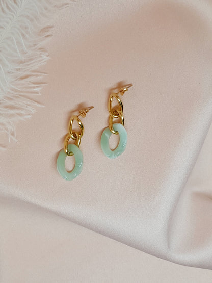 Black and gold link earring